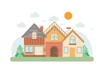 Fototapeta premium Illustration of a simple house. Real estate. Architecture. My home. Rental. Dwelling. Home.