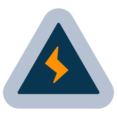 Electric Voltage Danger Flat Icon, Science And Laboratory Concept Flat Design Style