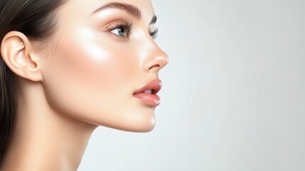 Clean minimalist image of smooth chin contour and symmetrical lower face lines