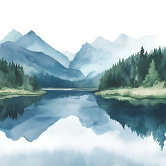 Tranquil lake reflection mountain landscape nature photography serene environment wide angle peaceful concept