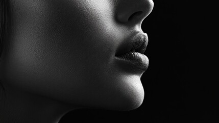 Elegant black-and-white profile highlighting Soft V chin with classic lighting