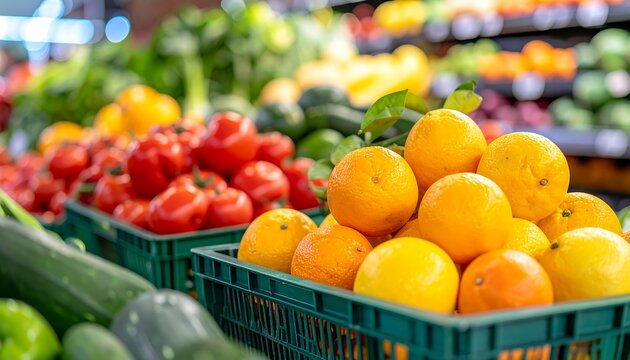 Supermarket Encouraging Customers, Buy Imperfect Fruits, Vegetables, Cheerful Market Vibe