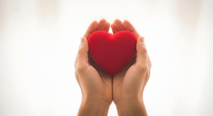 Holding a Red Heart Symbol of Love, Care, and Compassion