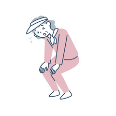 運動して疲れたシニア女性