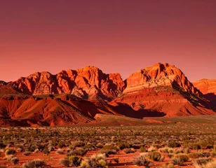 Fototapete Desert mountain landscape red rock arid wilderness © Md