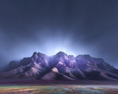 Mountain range, vibrant hues