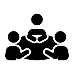 People meeting in a round table icon. Simple people iconography illustration in black and white colors