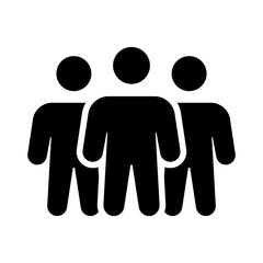 A group of people with a leader icon. Simple people iconography illustration in black and white colors