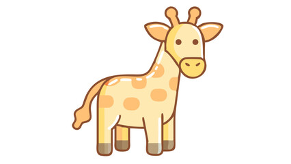 Fototapeta premium Charming and Minimalist Giraffe Logo Icon with Long Neck, Rounded Horns, and Gentle Eyes