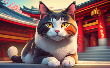 cat on a red background