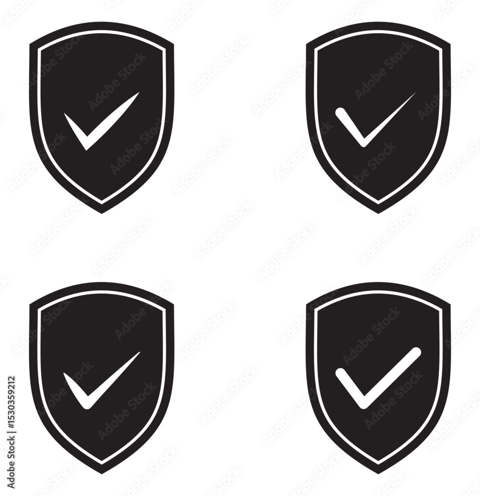 Poster collection of checkmark icon logo on white background. shield with check mark icon vector illustrati