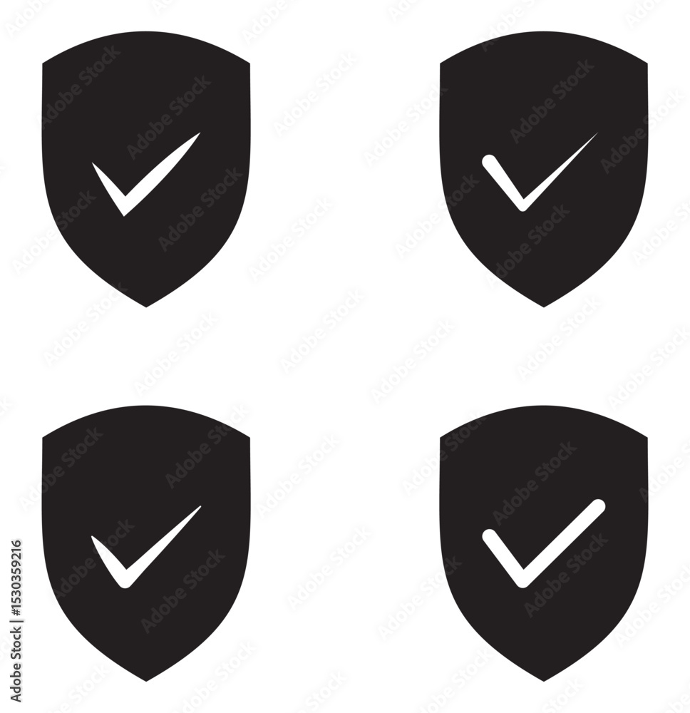 Poster collection of checkmark icon logo on white background. shield with check mark icon vector illustrati