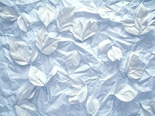 Crinkled paper with white leaves