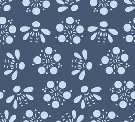 Japanese Round Flower Motif Vector Seamless Pattern