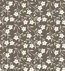 Japanese Pretty Flower Vine Vector Seamless Pattern