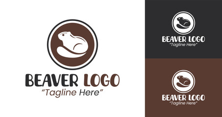 Modern Beaver Logo for Business Branding with Unique Design in Brown and White © radjarz