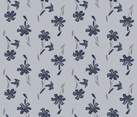 Japanese Wild Bouquet Vector Seamless Pattern