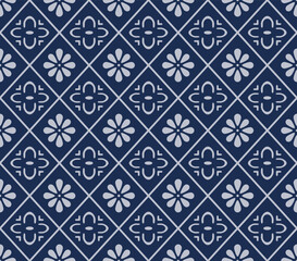 Japanese Diamond Flower Vector Seamless Pattern
