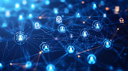 Network of user icons symbolizing iam roles and access management. 