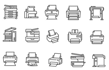 Printer icon, outline style. vector