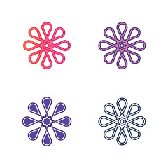 Geometric Floral Design with Abstract Petals in Symmetry Style