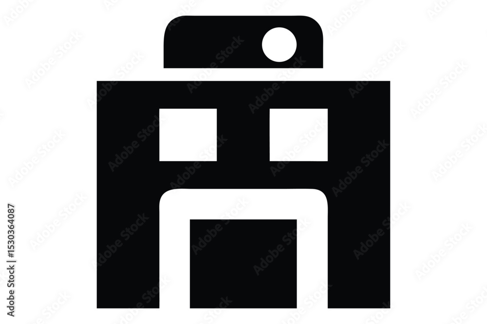 Aufkleber simple monochrome building icon illustrating architecture structure and design concepts