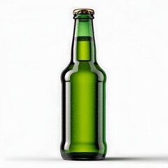 Green glass bottle, minimalist design, refreshing beverage showcase, suitable for social gatherings and casual settings.