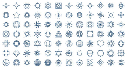Fototapeta premium A Comprehensive Collection of Abstract Geometric Shapes and Patterns for Graphic Design