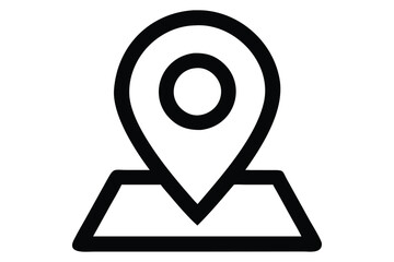 Simple and clean black outline map pin icon symbol design representing location and navigation