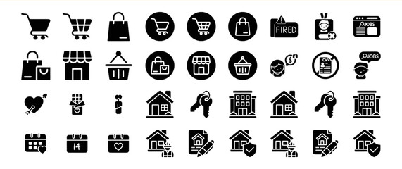 Shopping, Jobs, Real Estate, and Valentine's Day Icons