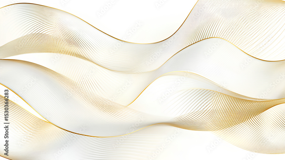 Poster vector gold on white line wave abstract pattern, elegant luxury design background, flow curve dynami