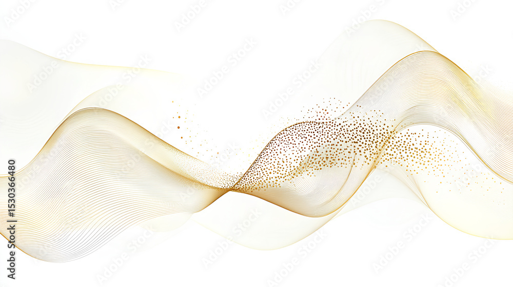 Poster vector gold on white line wave abstract pattern, elegant luxury design background, flow curve dynami