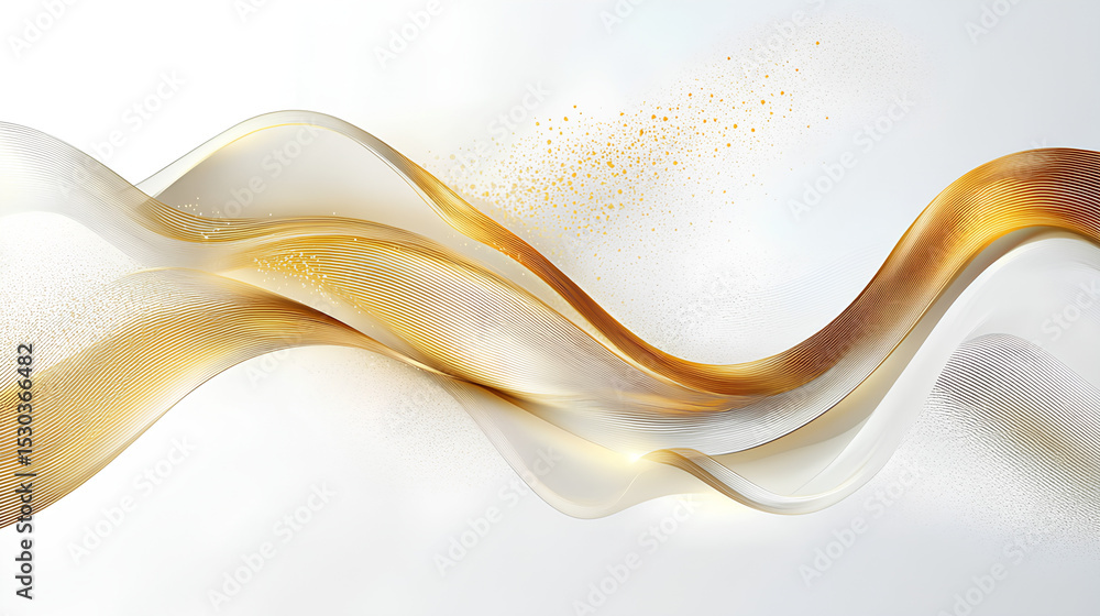 Poster vector gold on white line wave abstract pattern, elegant luxury design background, flow curve dynami
