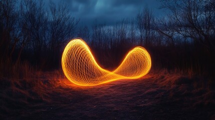 Abstract Light Painting Infinity Symbol With Surreal Dark Nature Scene