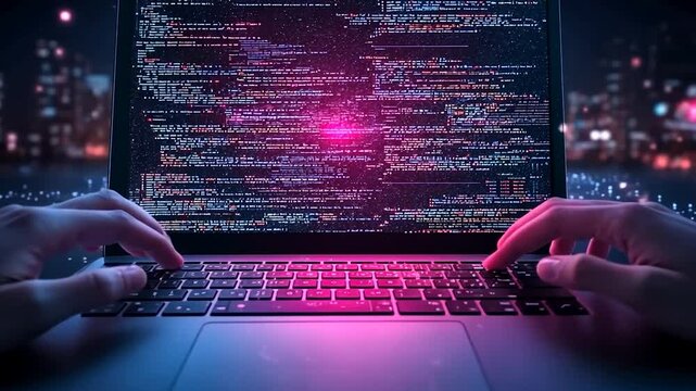 Night Coding:  Cyberpunk Style Laptop Programming