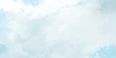 Elegant Sky Blue Watercolor Wash with Soft Acrylic Highlights on a White Paper Textured Background. Light Blue Acrylic and Watercolor Texture Vector Illustration on a Smooth White Paper Surface