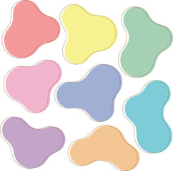 The object is characterized by its softness, roundness, line art, and pastel colors. / ふんわりとした丸いオブジェクトセット ソフトタッチ ラインアート パステルカラー