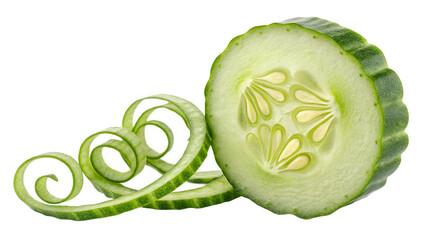 Fresh Cucumber Slice with Decorative Peel Spiral, AI generated