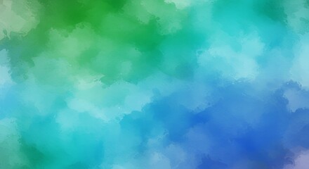 Abstract Watercolor Painting with Green and Blue Colors