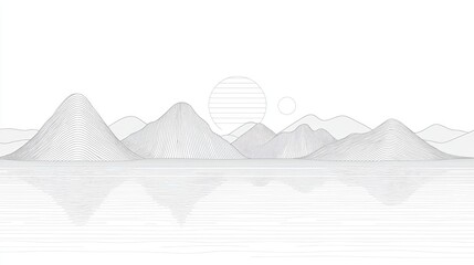 Linear mountain range reflecting on a calm body of water.