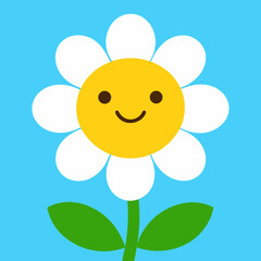 Cute Cartoon Flower Character – Smiling Yellow Blossom Illustration for Kids' Education & Storybooks
