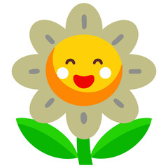 Cute Cartoon Flower Character – Smiling Yellow Blossom Illustration for Kids' Education & Storybooks