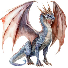 Dragon, watercolor painting vector, isolated on a white background.