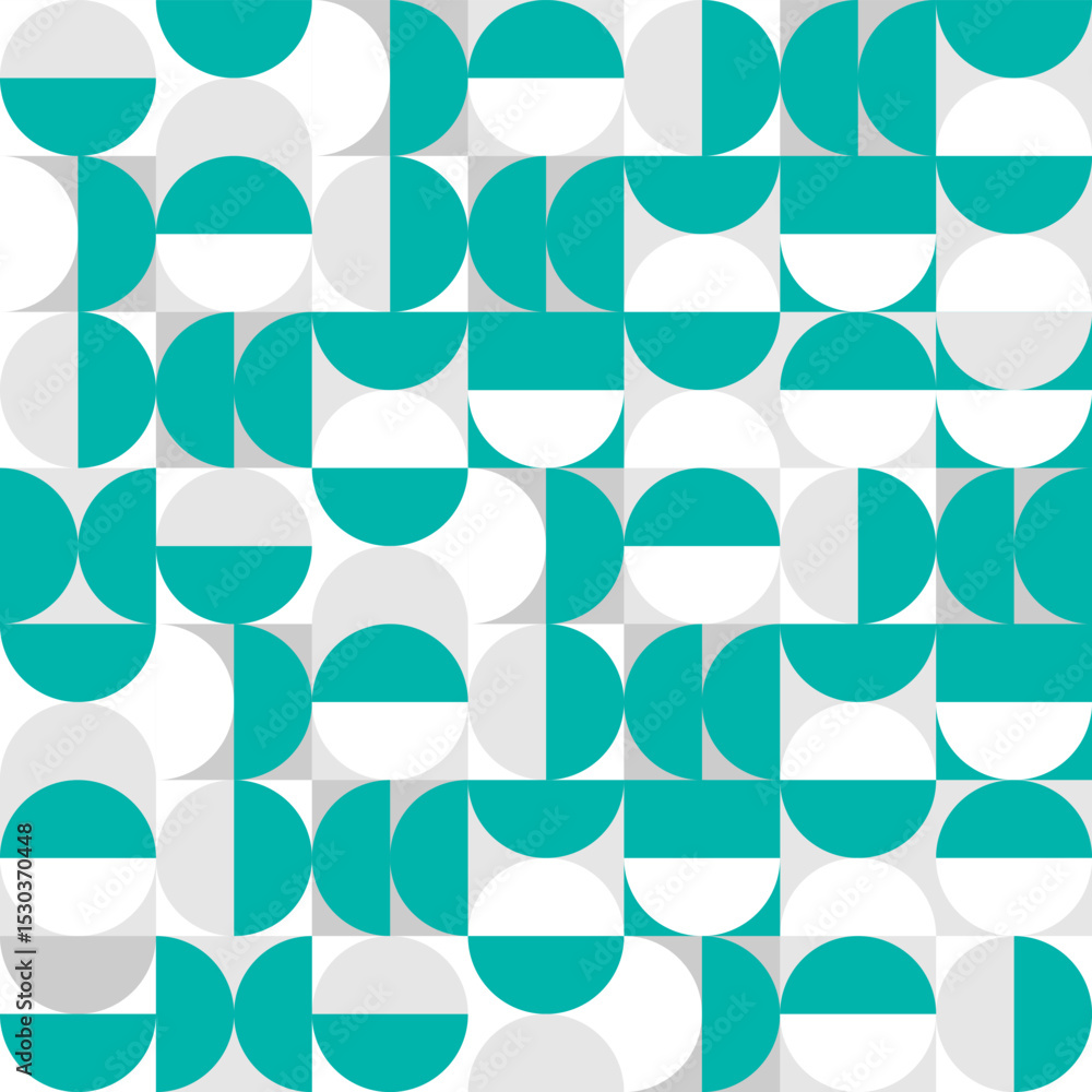 Poster Geometric seamless pattern with squares, circles and semi circles