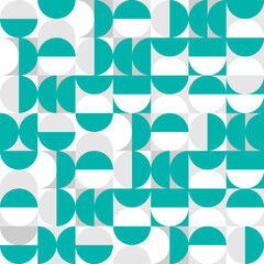 Geometric seamless pattern with squares, circles and semi circles