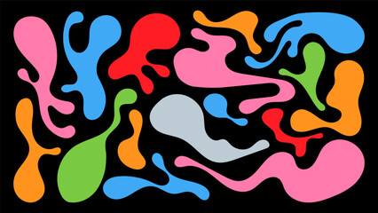 Colorful organic blobs create dynamic patterns on a dark background
