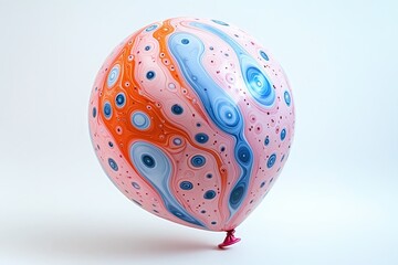 Vibrant abstract design on balloon with swirling patterns and colorful circles