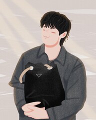 hand drawn portrait of a cute handsome young man