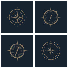 Elegant Vintage Compass Logo with Classic Nautical Elements and Timeless Design

