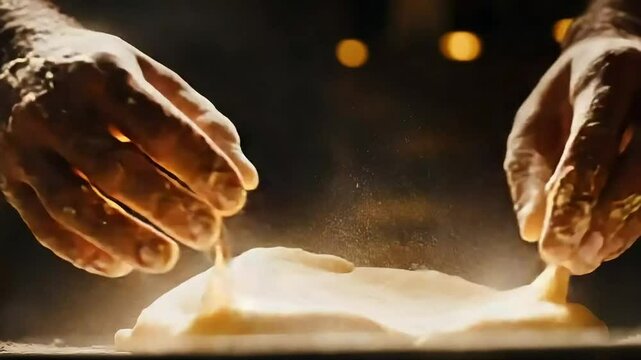Hands kneading dough